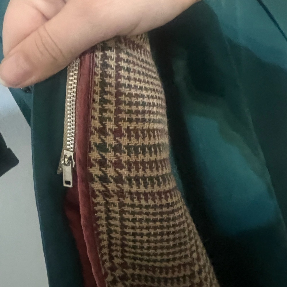 Vintage Double Breasted Trench Coat Womens Teal Green Size 12 Lined Long Belted - Picture 14 of 15